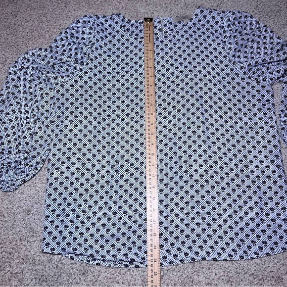 Loft Women’s Blue/White Floral Long Sleeve Pullover Blouse Size L Balloon Sleeve - Picture 6 of 8